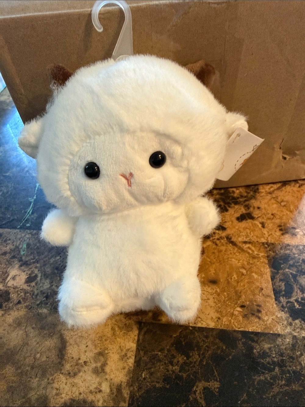Plush White Lamb Stuffed Animal - Soft Cuddly Plush Toy